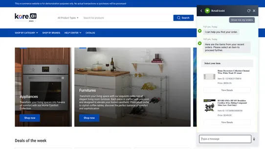Kore.ai Retail Assist screenshot