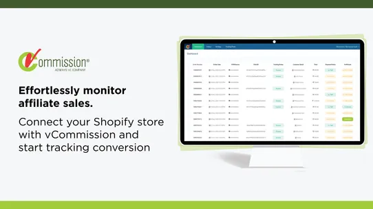 vCommission Affiliate Tracking screenshot