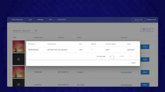 Unified Order Return screenshot