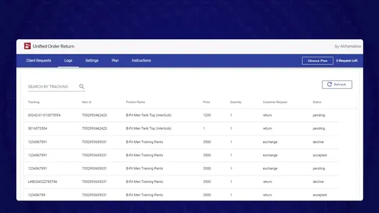 Unified Order Return screenshot