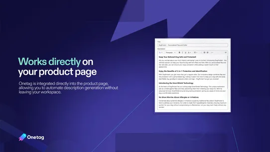 Onetag: AI Product Description screenshot