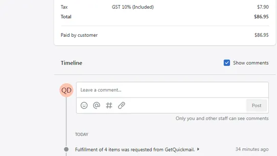 GetQuickmail Fulfillment screenshot