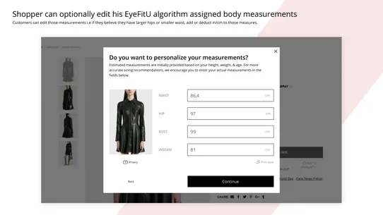 EyeFitU SizeFinder screenshot