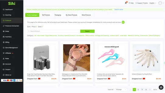 SIHI Dropshipping Fulfillment screenshot