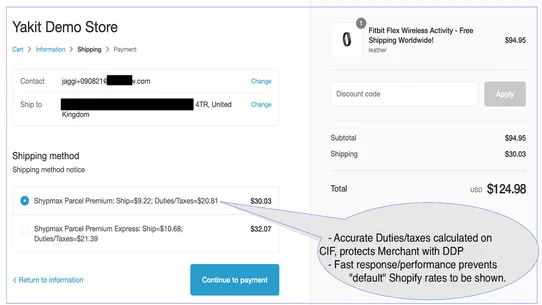 Yakit landed cost for shipping screenshot