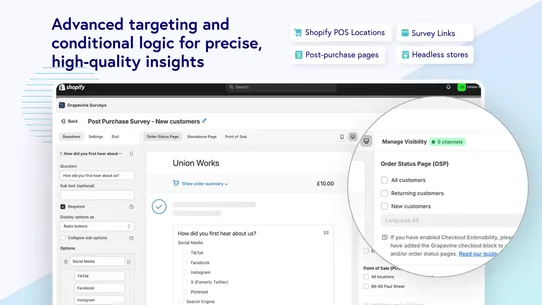 Grapevine Post Purchase Survey screenshot