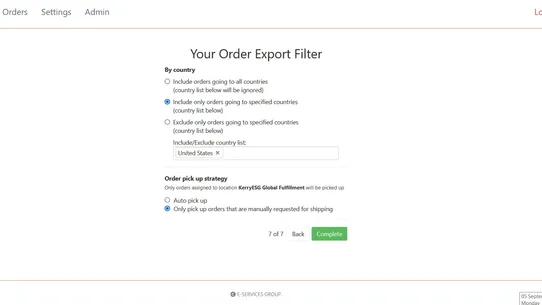 KerryESG Global Fulfillment screenshot