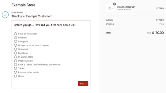 KNO Post Purchase Surveys screenshot