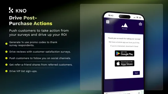 KNO Post Purchase Surveys screenshot