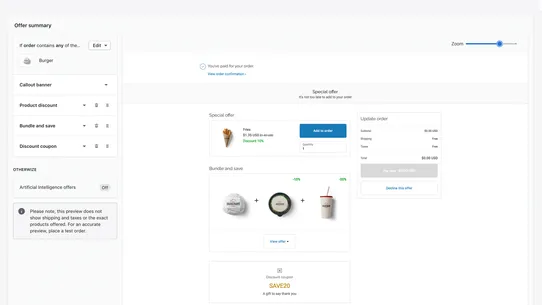 Argo AI Checkout Upsell screenshot