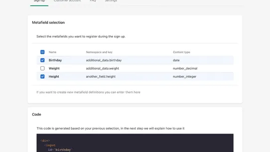 Amplius Customer Fields screenshot