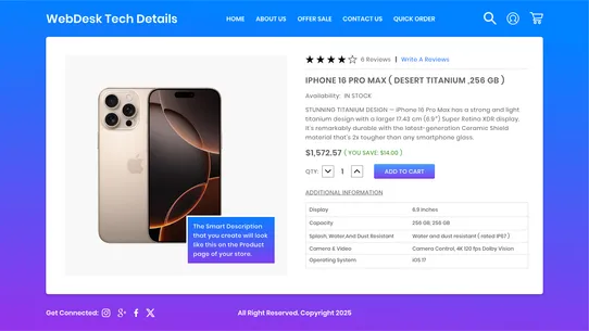 WebDesk Tech Details screenshot