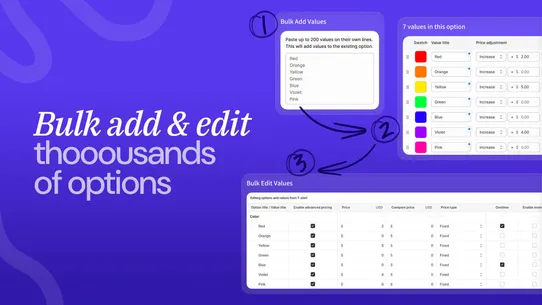 APO Product Options, Variants screenshot