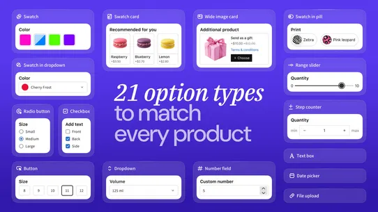 APO Product Options, Variants screenshot