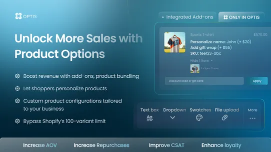 OPTIS Product Options, Variant screenshot