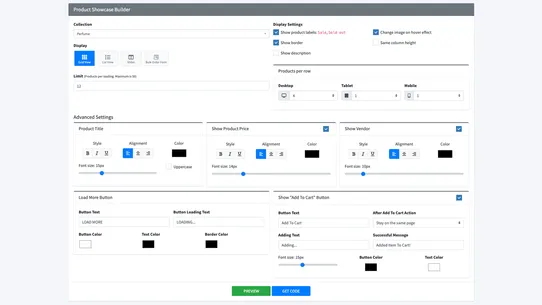 Hura Product Showcase Builder screenshot