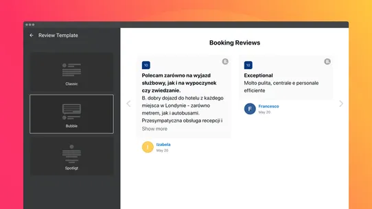 Elfsight Booking Reviews screenshot