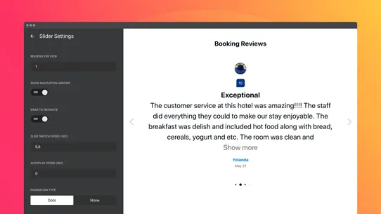 Elfsight Booking Reviews screenshot