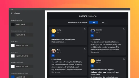 Elfsight Booking Reviews screenshot