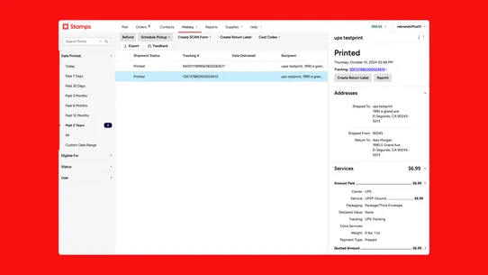 Stamps.com Orders screenshot