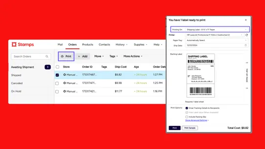 Stamps.com Orders screenshot