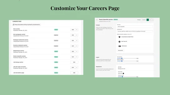 ShopHire Careers Page Builder screenshot