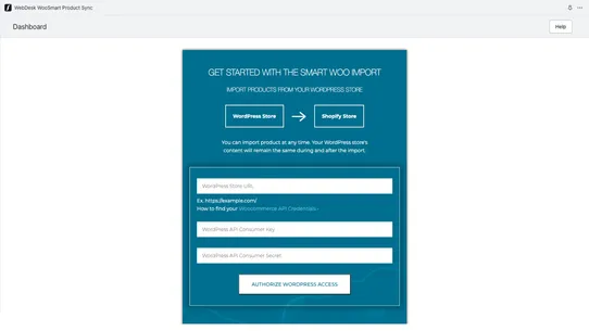 WebDesk WooSmart Product Sync screenshot