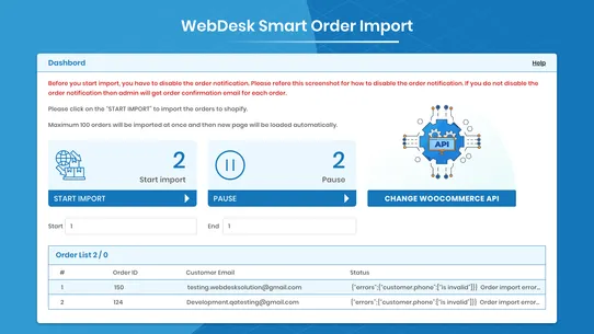 WebDesk Smart Order Import screenshot