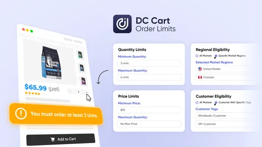 DC Cart + Order Limits screenshot