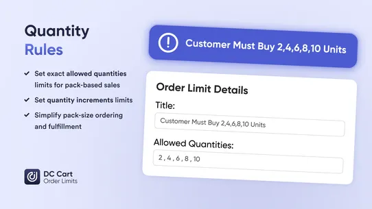 DC Cart + Order Limits screenshot