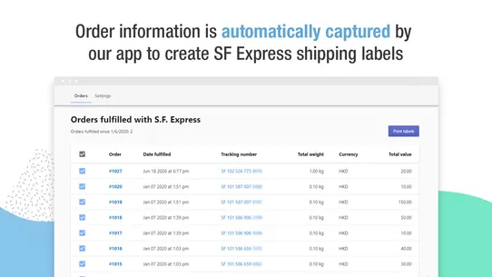 HK Shipping Labels: SF Express screenshot