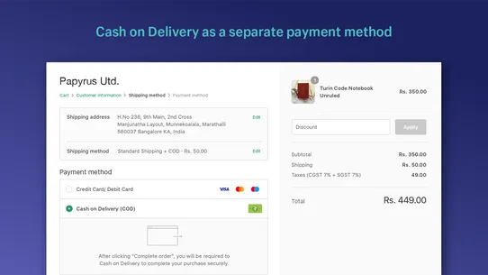 Advanced Cash on Delivery screenshot