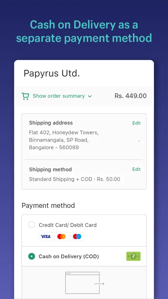 Advanced Cash on Delivery screenshot