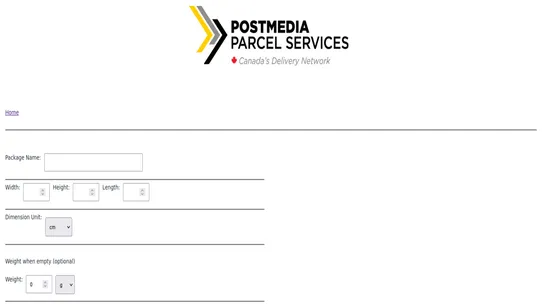 Postmedia Parcel Services screenshot