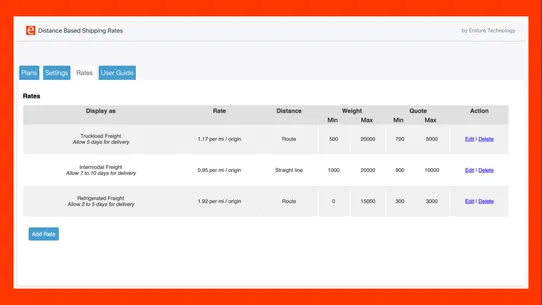 Distance Based Shipping Rates screenshot