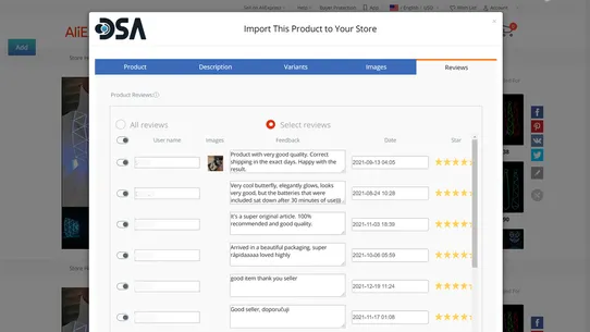 DSA: Product &amp; Review Importer screenshot