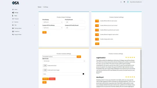 DSA: Product &amp; Review Importer screenshot