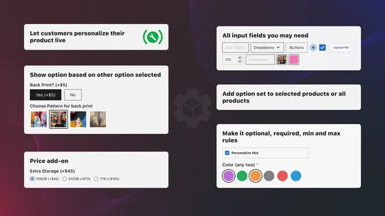 MT Product Options, Variants screenshot