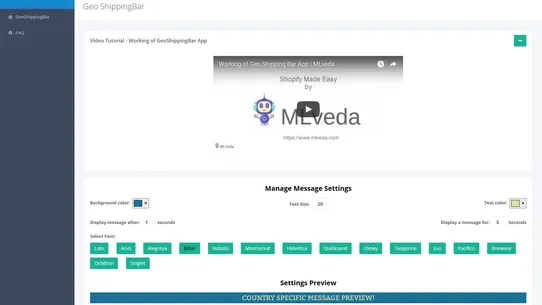 MLV Geo Shipping Bar screenshot