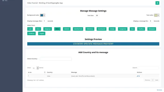 MLV Geo Shipping Bar screenshot