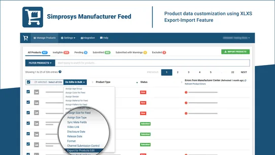 Simprosys Manufacturer Feed screenshot