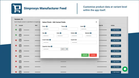 Simprosys Manufacturer Feed screenshot