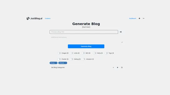 JustBlog.ai Blog Creator screenshot