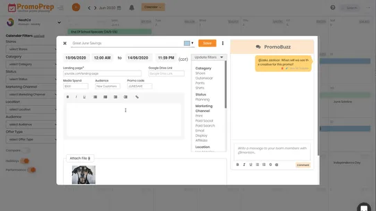 PromoPrep Marketing Calendar screenshot