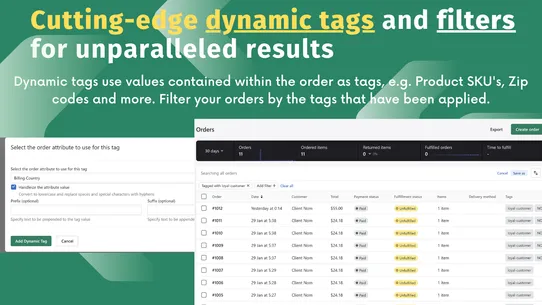 EE Order &amp; Customer Tagging screenshot