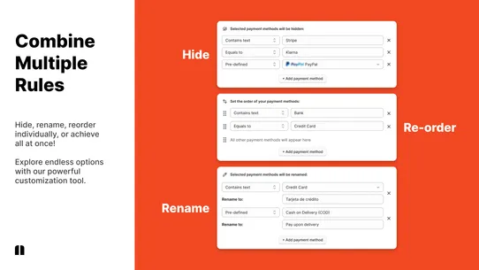 Payflow: COD &amp; Payment rules screenshot