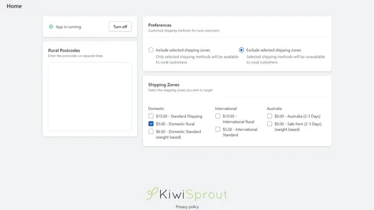 KiwiSprout Rural Shipping screenshot