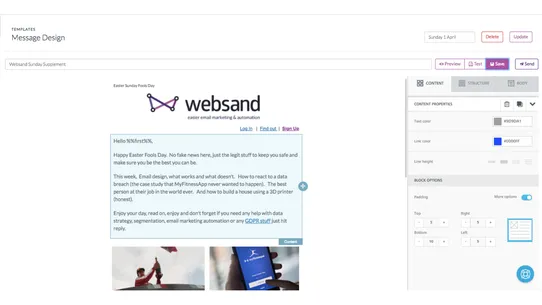 Websand email marketing screenshot