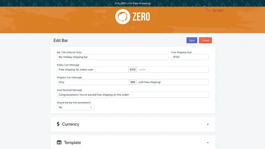 Zero ‑ Free Shipping Bar screenshot