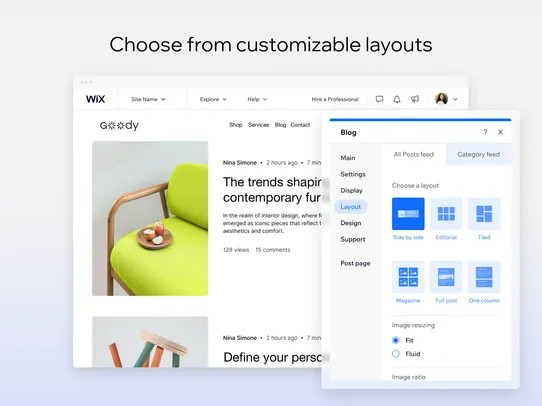 Wix Blog screenshot